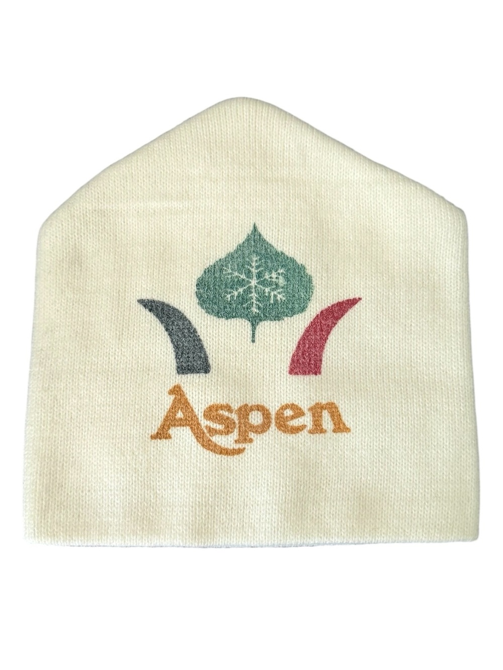 Vintage Aspen Cream Ski Hat Retro Mountain Snowflake Après Ski Winter Resort - Picture 2 of 7
